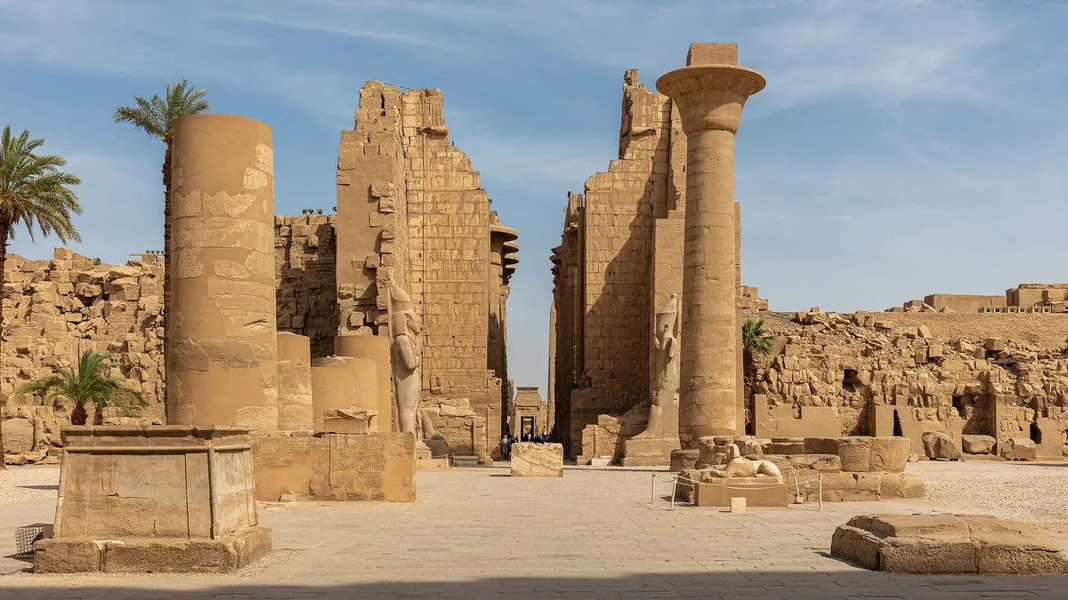 Colonnade of the Karnak Temple in Luxor, Egypt