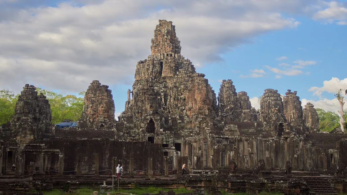 The giant stone faces of Bayon temple at Angkor Thom
