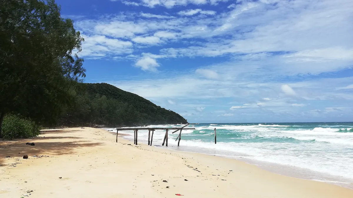 White sand and turquoise water at Koh Rong Samloem