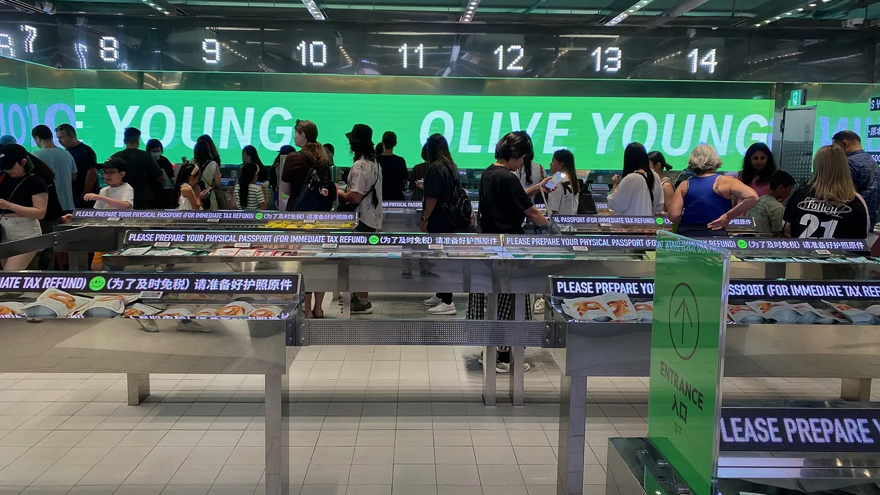Olive Young Myeongdong flagship store facade in Seoul