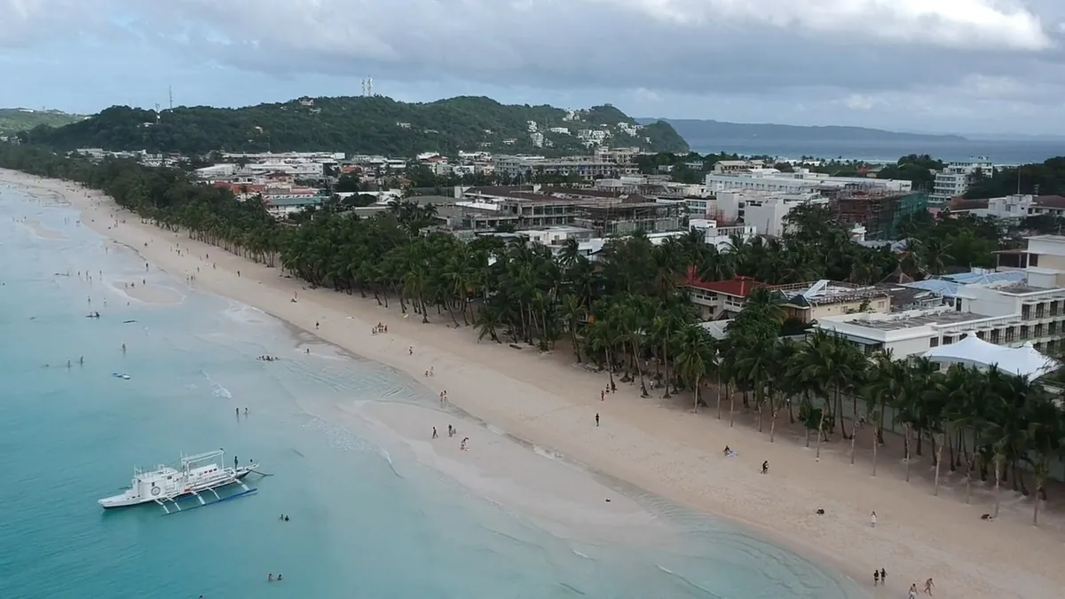 Aerial view of Boracay island and White Beach