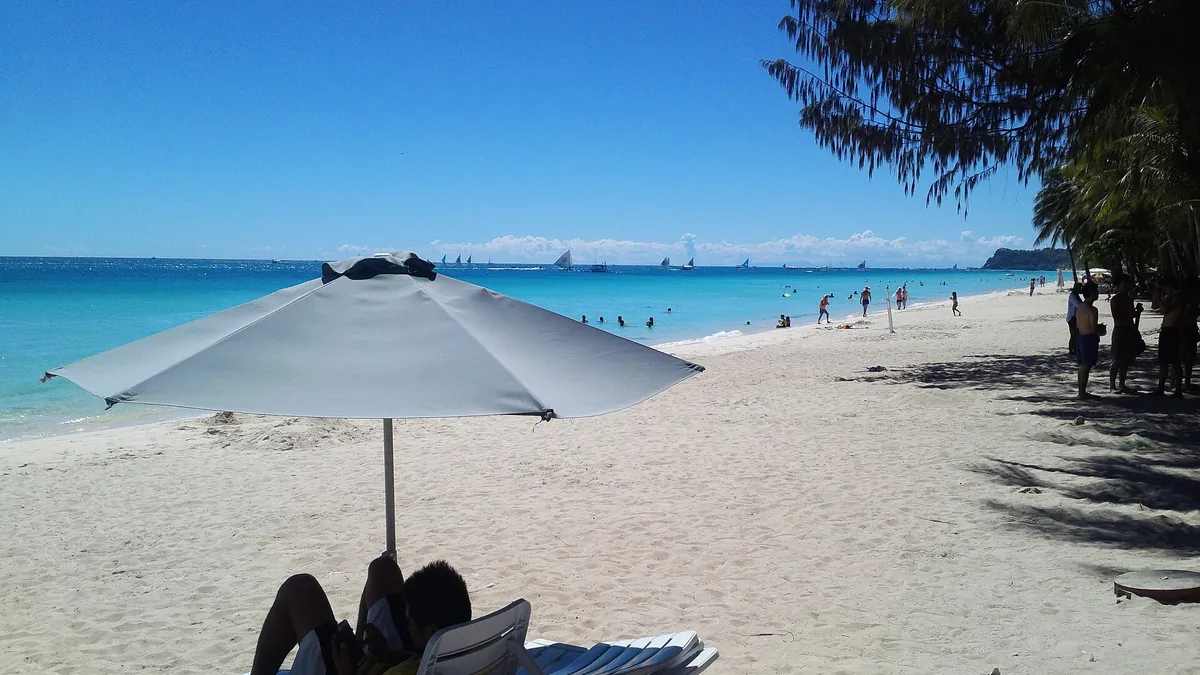 Beach umbrellas on White Beach, Boracay