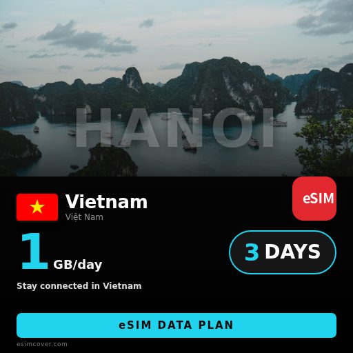 Vietnam eSIM data 1GB/giorno 3 giorni