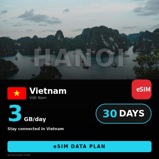 Vietnam eSIM data 3GB/giorno 30 giorni