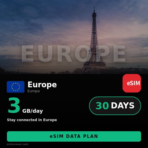 Europe E 8 countries eSIM data 3GB/일 30 일
