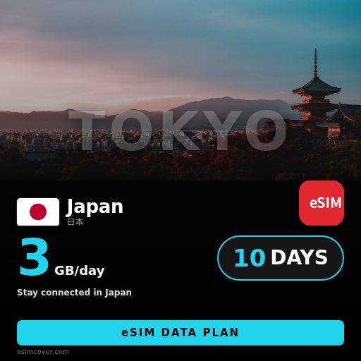 Japan eSIM data 3GB/jour 10 jours