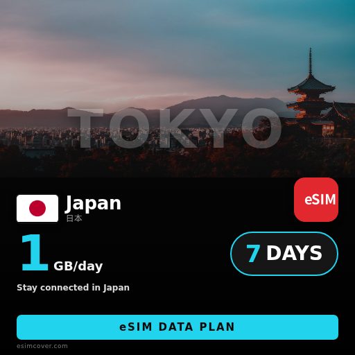 Japan eSIM data 1GB/giorno 7 giorni